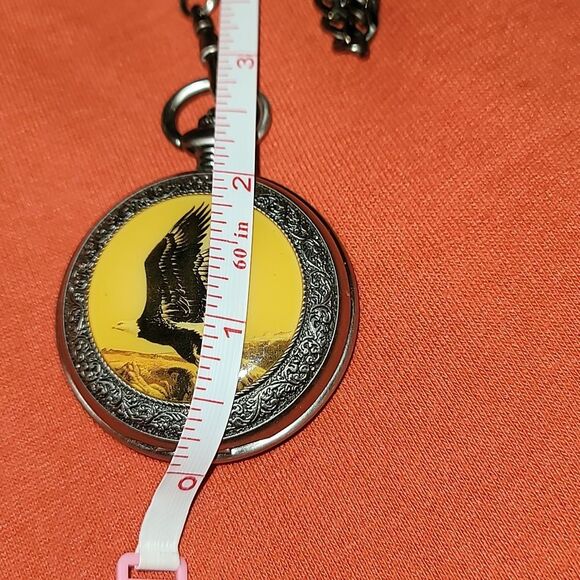 Phillip Crowe Eagle in Flight‎ Pocket Watch Majesti Watch Co. Quartz Silvertone - Picture 11 of 11